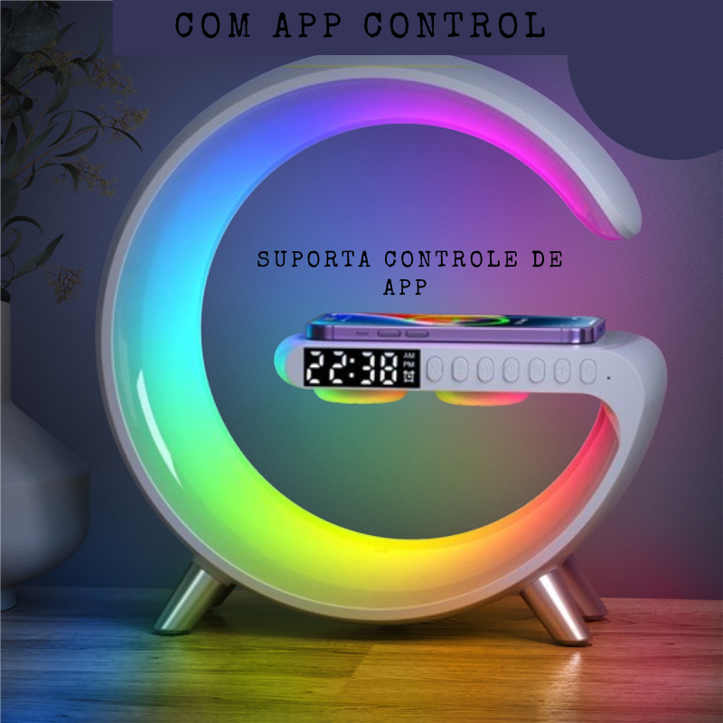 LuzConnect Abajur despertador com caixa de som & carregador por indução (Grande)