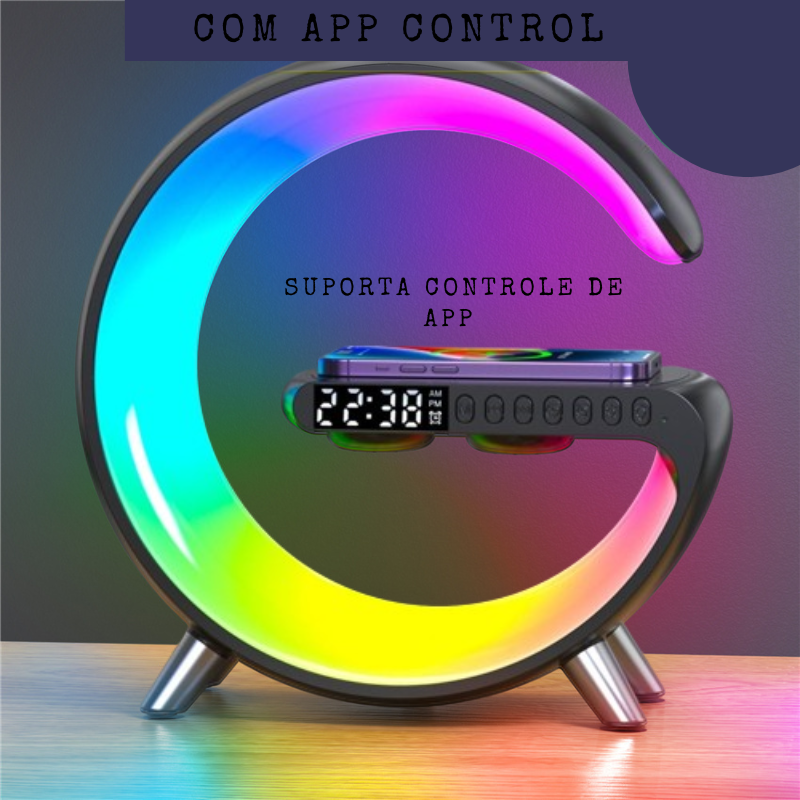 LuzConnect Abajur despertador com caixa de som & carregador por indução (Grande)